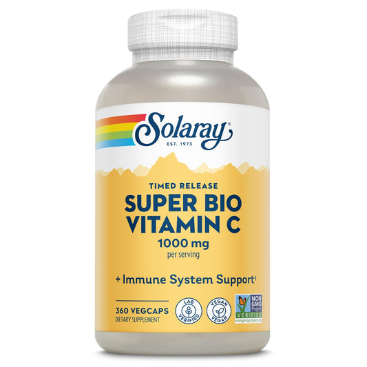 Pre-Order | Arrives in 5–10 Days – SOLARAY Super Bio Buffered Vitamin C 1000mg, Two-Stage, Timed Release Vitamin C with Bioflavonoids, Immune Support Supplement - High Absorption, Vegan, 60 Day Guarantee, 180 Servings, 360 VegCaps 180