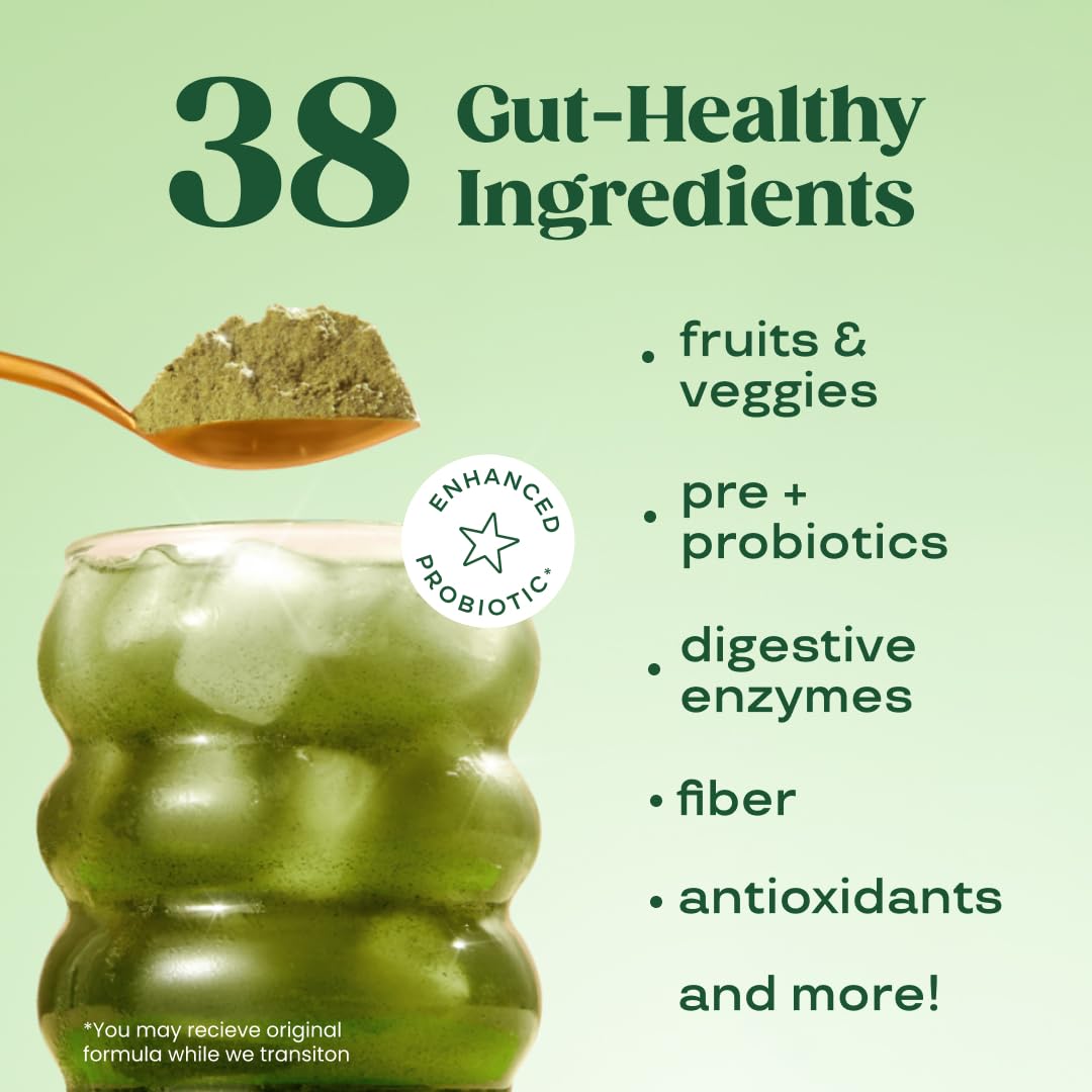 Pre-Order | Arrives in 5–10 Days – 
Bloom Nutrition Superfood Greens Powder, Digestive Enzymes with Probiotics and Prebiotics, Gut Health, Bloating Relief for Women, Chlorella, Green Juice Mix with Beet Root Powder, 60 SVG, Citrus