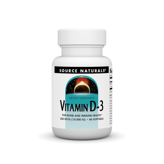 Pre-Order | Arrives in 5–10 Days – Source Naturals Vitamin D-3, Supports Bone & Immune Health*, 250 mcg (10,000 IU) - 60 Softgels