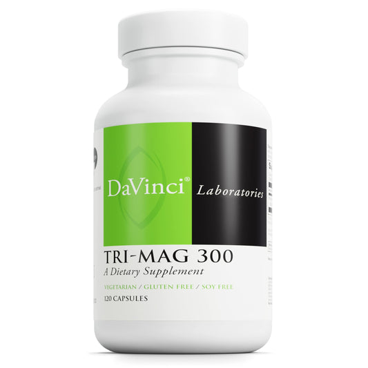 Pre-Order | Arrives in 5–10 Days – DaVinci Labs Tri-Mag 300 - Chelated Magnesium Supplement with Glycinate, Taurinate & Malate - Helps Support Adrenal Hormone Balance, Nutrient Absorption, Nerve Function & Bone Health* - 120 Capsules