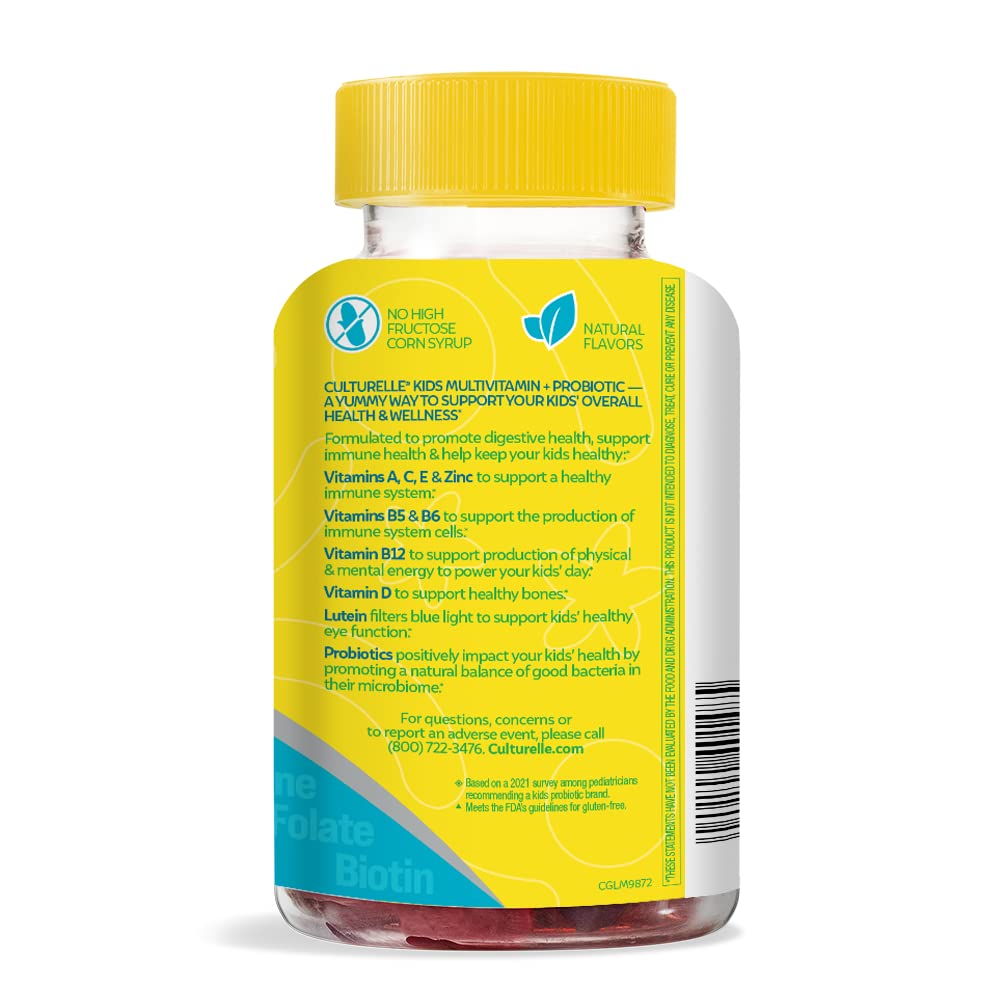 Pre-Order | Arrives in 5–10 Days – Culturelle Kids Probiotics, Multivitamin + Probiotic, Peach-Orange & Mixed Berry, 60 Gummies