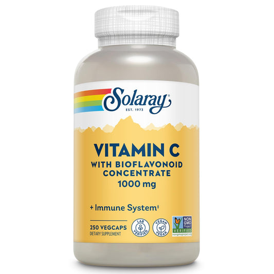 Pre-Order | Arrives in 5–10 Days – SOLARAY Vitamin C w/Rose HIPS, Acerola & Bioflavonoids, 1000mg, Supports Immune Function & Healthier Skin, Hair, Nails, Non-GMO, Vegan, 250 CT
