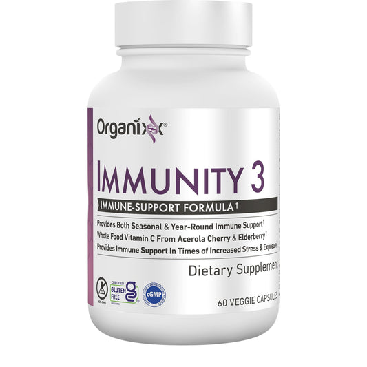 Organixx Immunity 3 Immune Support Supplement – Vitamin C, Zinc, Elderberry – Whole Food Immune Defense for Adults & Kids, Greater Absorption, Non GMO, 60 Capsules
