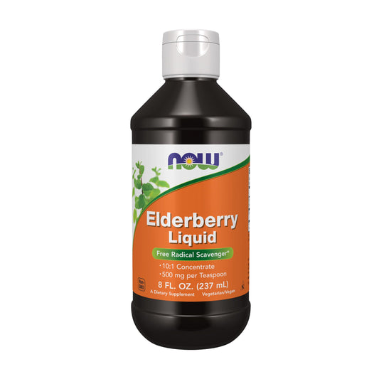 Pre-Order | Arrives in 5–10 Days – NOW Foods Supplements, Elderberry Liquid 500 mg, 10:1 Concentrate, Free Radical Scavenger*, 8-Ounce