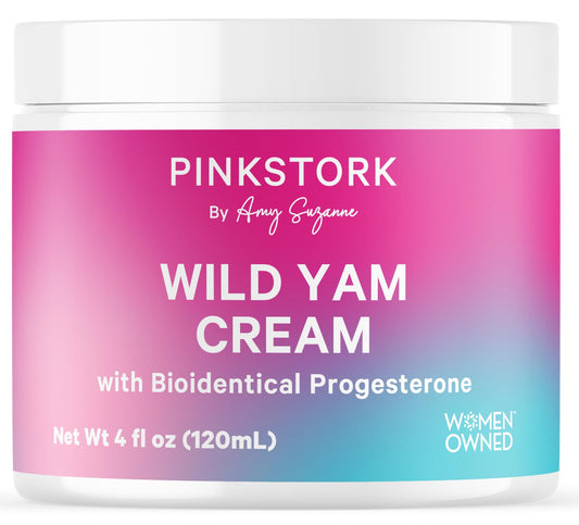 Pink Stork Wild Yam Cream - Hormone Balance, Menstrual Cycle Support, Natural Balancing Cream for Women, Support for PMS, Fertility, Perimenopause, Menopause, Hot Flashes - Unscented, 4 oz