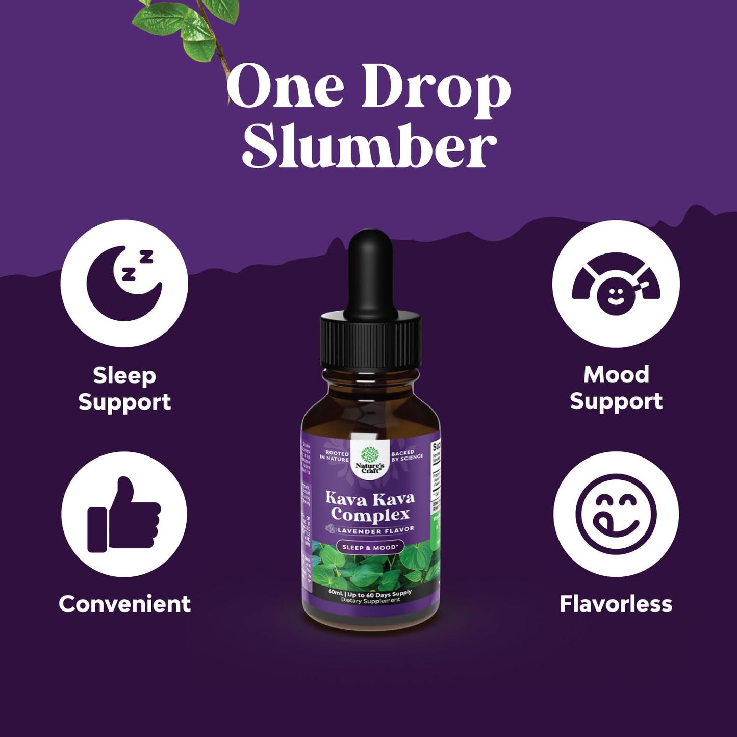 Natures Craft Potent Liquid Kava Kava Drops Supplement - Fast Acting Herbal Support with Kavalactones for Balanced Mood - Relax Calming Tonic for Stress Relief & Better Sleep - 60 ml Tinctura