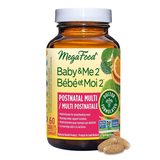 MegaFood Postnatal Vitamins for Breastfeeding Moms | Postpartum Lactation Supplement Multivitamins for Women | Vitamin C Vitamin A Choline Moringa Leaf & Iron | 60 Capsules