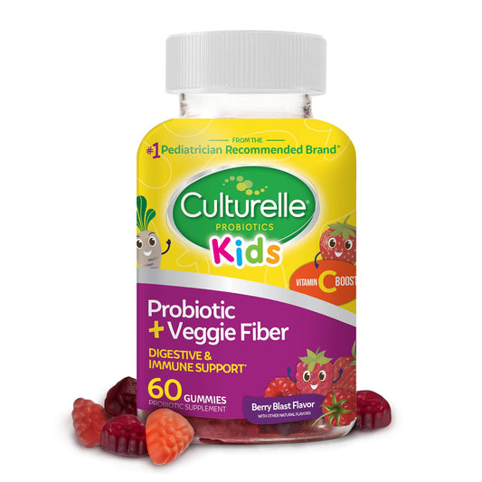 Pre-Order | Arrives in 5–10 Days – Culturelle Daily Probiotic for Kids + Veggie Fiber Gummies (Ages 3+) - 60 Count - Digestive Health & Immune Support – Berry Flavor with a Vitamin C Boost