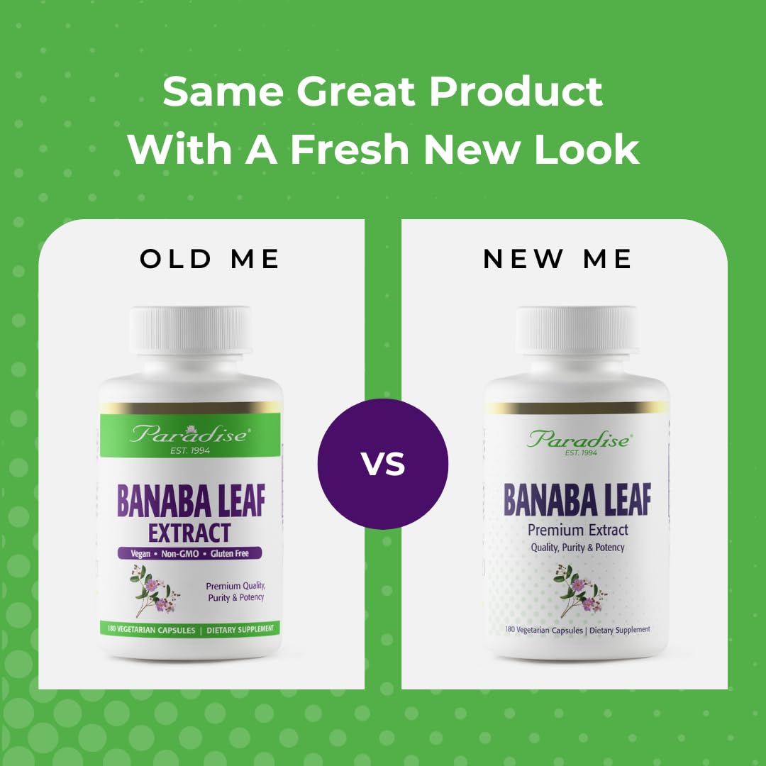 Paradise Herbs, Banaba Leaf, 12:1 Concentrated Extract, 250 mg, Vegan, Gluten-Free, Non-GMO, 180 Capsules