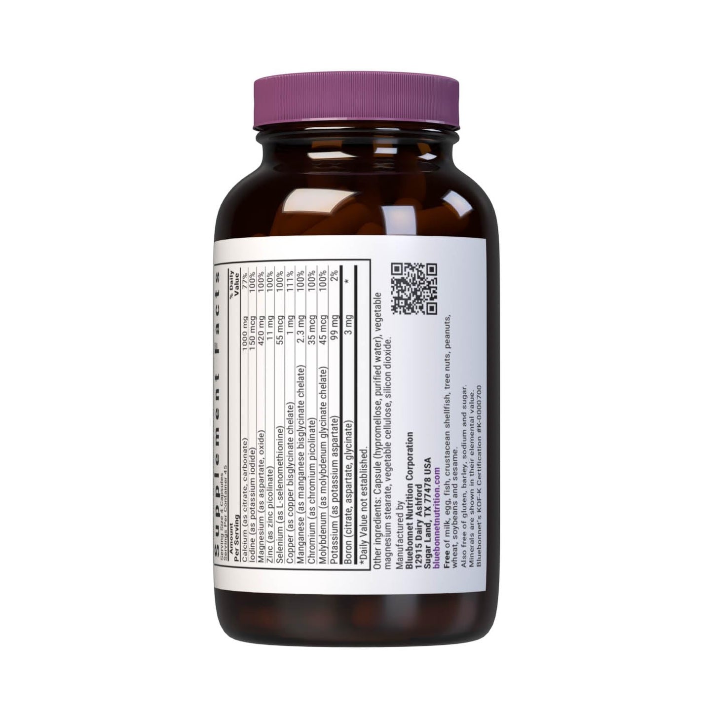 Pre-Order | Arrives in 5–10 Days – Bluebonnet Multi Minerals Supplement Plus Boron Chelated Magnesium Potassium Copper Selenium Manganese Chromium & Zinc Complex for Women & Men - No Iron, Non-GMO, Gluten-Free - 180 Vegetable Capsules