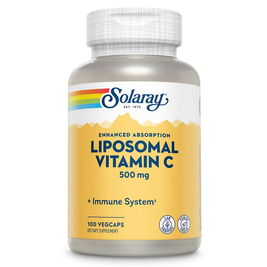 Pre-Order | Arrives in 5–10 Days – SOLARAY Liposomal Vitamin C 500mg - Enhanced Absorption Vitamin C Liposomal Blend with Fatty Acids - Antioxidant and Immune Support Supplement - Vegan, 60-Day Guarantee, 100 Servings, 100 VegCaps