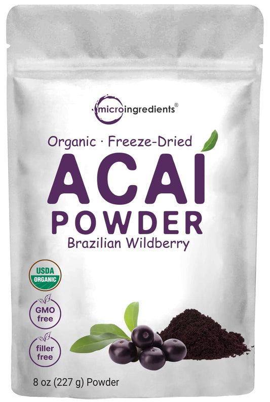 Pre-Order | Arrives in 5–10 Days – Organic Acai Powder, 8oz | 100% Natural Fruit Powder | Freeze-Dried Brazilian Wildberry Source | No Sugar & Additives | Great Flavor for Drinks, Smoothie, & Beverages | Non-GMO & Vegan Friendly
