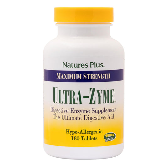 NaturesPlus UltraZyme - 120 mg Ox Bile, 180 Tablets - Maximum Strength Digestive Enzyme Supplement, Promotes Nutrient Absorption - 90 Servings