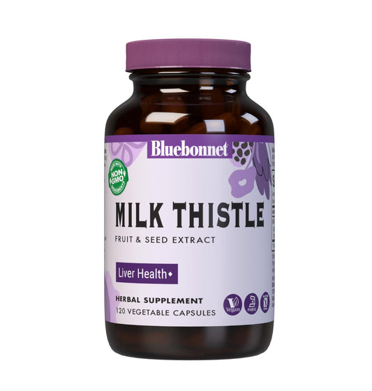 Pre-Order | Arrives in 5–10 Days – BlueBonnet Nutrition Milk Thistle Fruit & Seed Extract, Liver Health*, Non-GMO, Vegan, Kosher Certified, Gluten-Free, Soy-Free, 120 Vegetable Capsules, 120 Servings