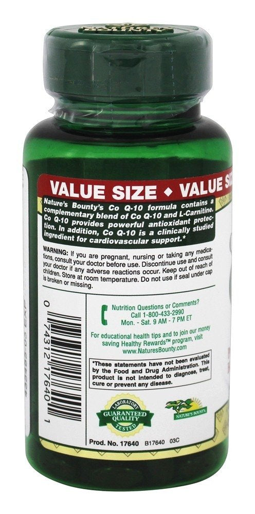 Nature's Bounty CoQ10, Supports Heart Health, 100mg Plus L-Carnitine, 60 Softgels