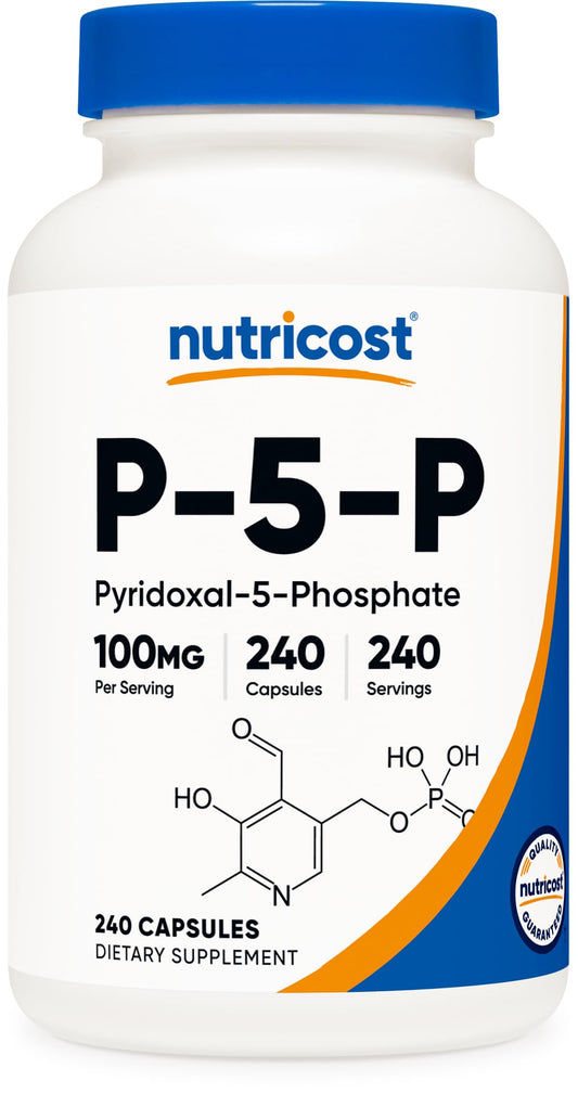 Pre-Order | Arrives in 5–10 Days – Nutricost P5P Vitamin B6 Supplement 100mg, 240 Capsules (Pyridoxal-5-Phosphate) - Vegetarian Friendly, Non-GMO, Gluten Free