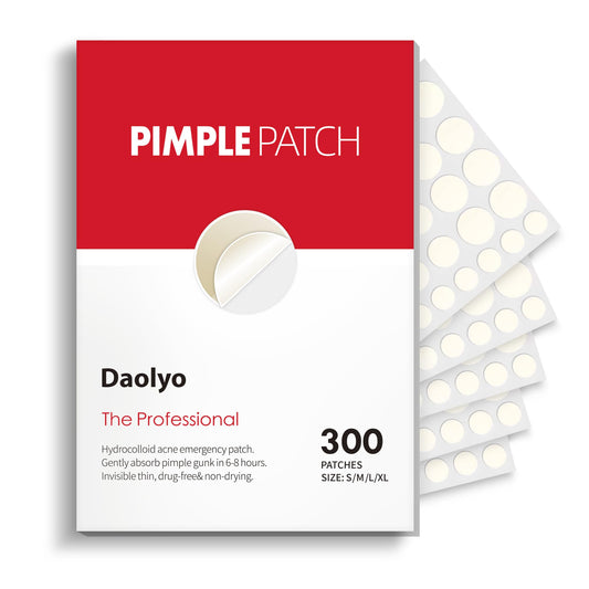Pre-Order | Arrives in 5–10 Days – Daolyo Pimple Patches for Face, 4 Size 300 Counts Acne Patches, Hydrocolloid Patches for Covering Zits and Blemishes, Spot Stickers with Salicylic Acid, Tea Tree Oil & Calendula Oil