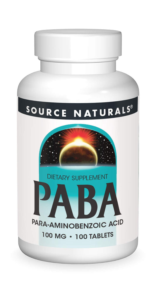 Pre-Order | Arrives in 5–10 Days – Source Naturals PABA - para-Amino Benzoic Acid, 100 mg Dietary Supplement - 100 Tablets