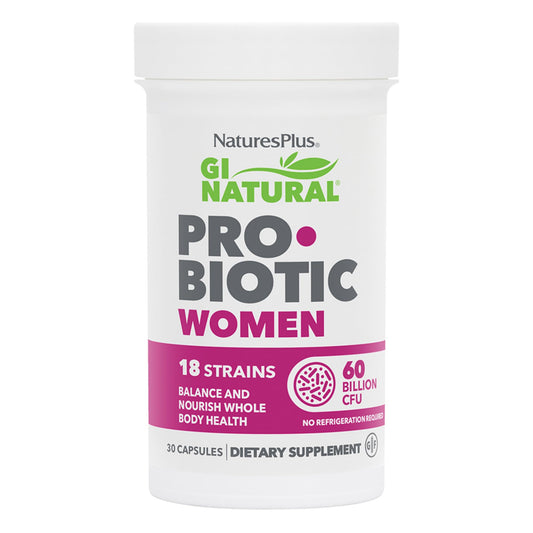 NaturesPlus GI Natural Probiotic Women - 30 Capsules - Digestive & Immune Support, Urinary Tract Health - Includes Cranberry - Gluten Free - 30 Servings