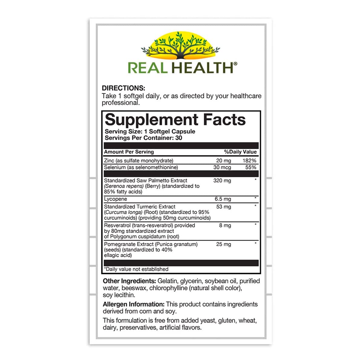 Real Health Prostate Complete - Prostate Supplements for Men, Prostate Health, Prostate Relief, Saw Palmetto for Men, One-per-Day Prostate Formula - 30 Count