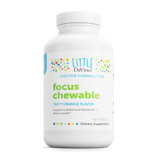 Pre-Order | Arrives in 5–10 Days – DAVINCI Labs Focus Chewable - Supplement to Support Behavior, Brain Health, and Immune Health for Kids* - with Vitamin B6, Folate, Vitamin B12, and More - Orange Flavor -Sugar-Free - 90 Tablets