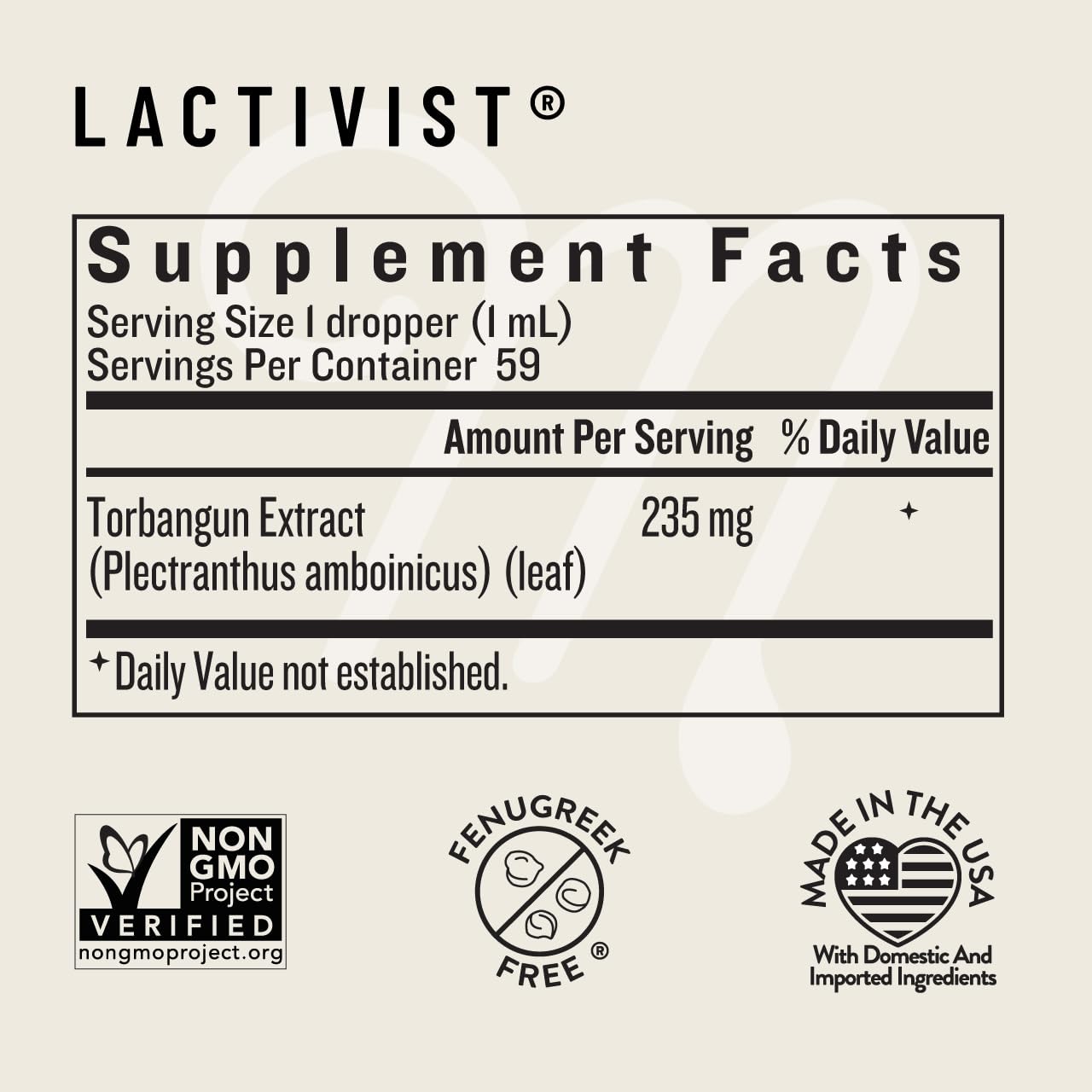 Legendairy Milk Lactivist Drops, Breastfeeding Supplement to Increase Breast Milk Supply, Organic Torbangun for Lactation, Made in USA, Alcohol Free, 2 Fl Oz