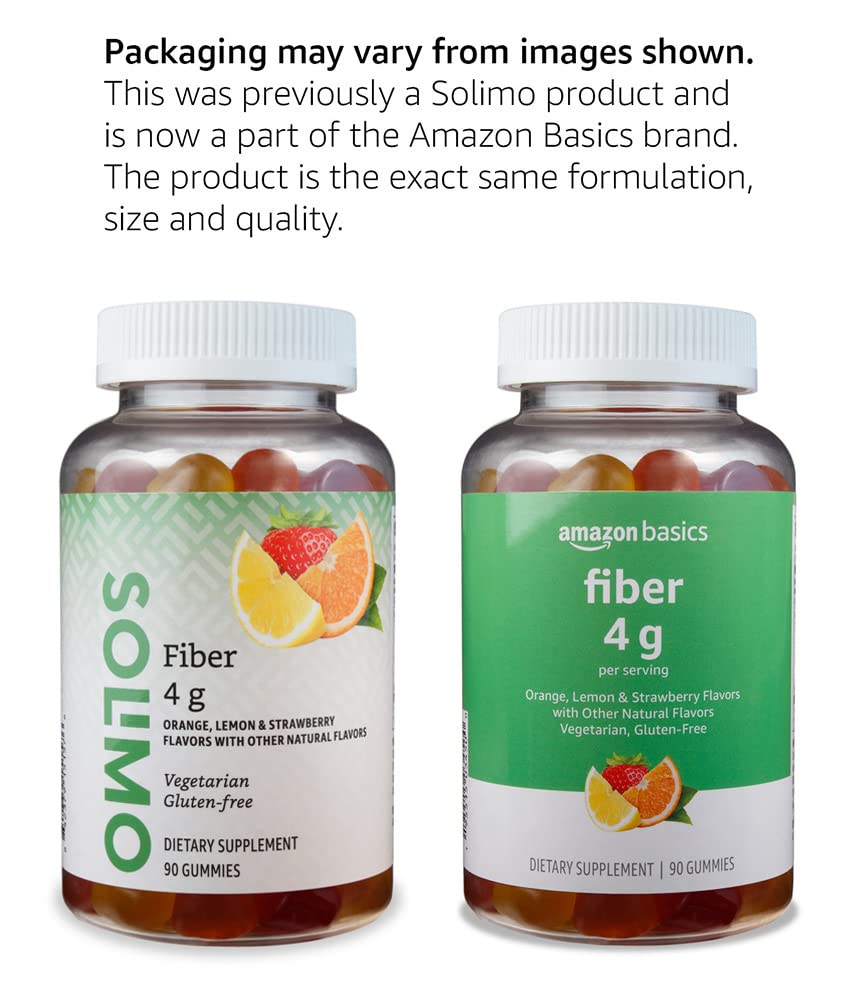 Pre-Order | Arrives in 5–10 Days – Amazon Basics Fiber Gummies for Digestive Health and Regularity, Orange, Lemon & Strawberry Flavors, 90 Count, Pack of 1 (Previously Solimo)