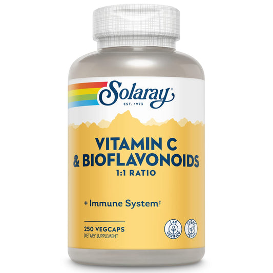 Pre-Order | Arrives in 5–10 Days – SOLARAY Vitamin C 500mg with Citrus Bioflavonoids, 1:1 Ratio - Antioxidant and Immune Support Supplement - Vitamin C with Rose HIPS and Acerola, Vegan, 60-Day Guarantee, 125 Servings, 250 VegCaps