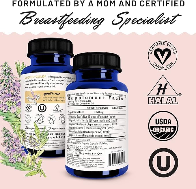 Legendairy Milk Liquid Gold + Brewer's Yeast, Breastfeeding Supplements for Milk Supply Increase - Lactation Support for Breast Milk Production - Fenugreek-Free, Non-GMO,