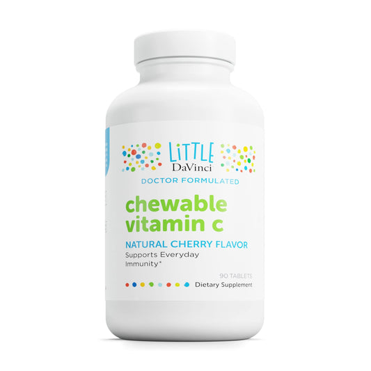 Pre-Order | Arrives in 5–10 Days – DAVINCI Labs Chewable Vitamin C - Kids Vitamin C Supplement to Support The Immune System, Healthy Skin and Overall Wellness - with Pectin, Rose HIPS and More - Cherry Flavor - 90 Chewable Tablets