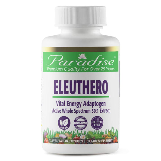 Pre-Order | Arrives in 5–10 Days – Paradise Herbs Eleuthero Root Extract, Adaptogen Supplement, Super Potent, Ultra Pure, Vegan, Non GMO, 120 Vegetarian Capsules