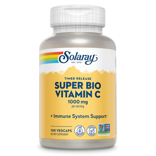 Pre-Order | Arrives in 5–10 Days – SOLARAY Super Bio Buffered Vitamin C 1000mg, Two-Stage, Timed Release Vitamin C with Bioflavonoids, Immune Support Supplement - High Absorption, Vegan, 60 Day Guarantee, 50 Servings, 100 VegCaps
