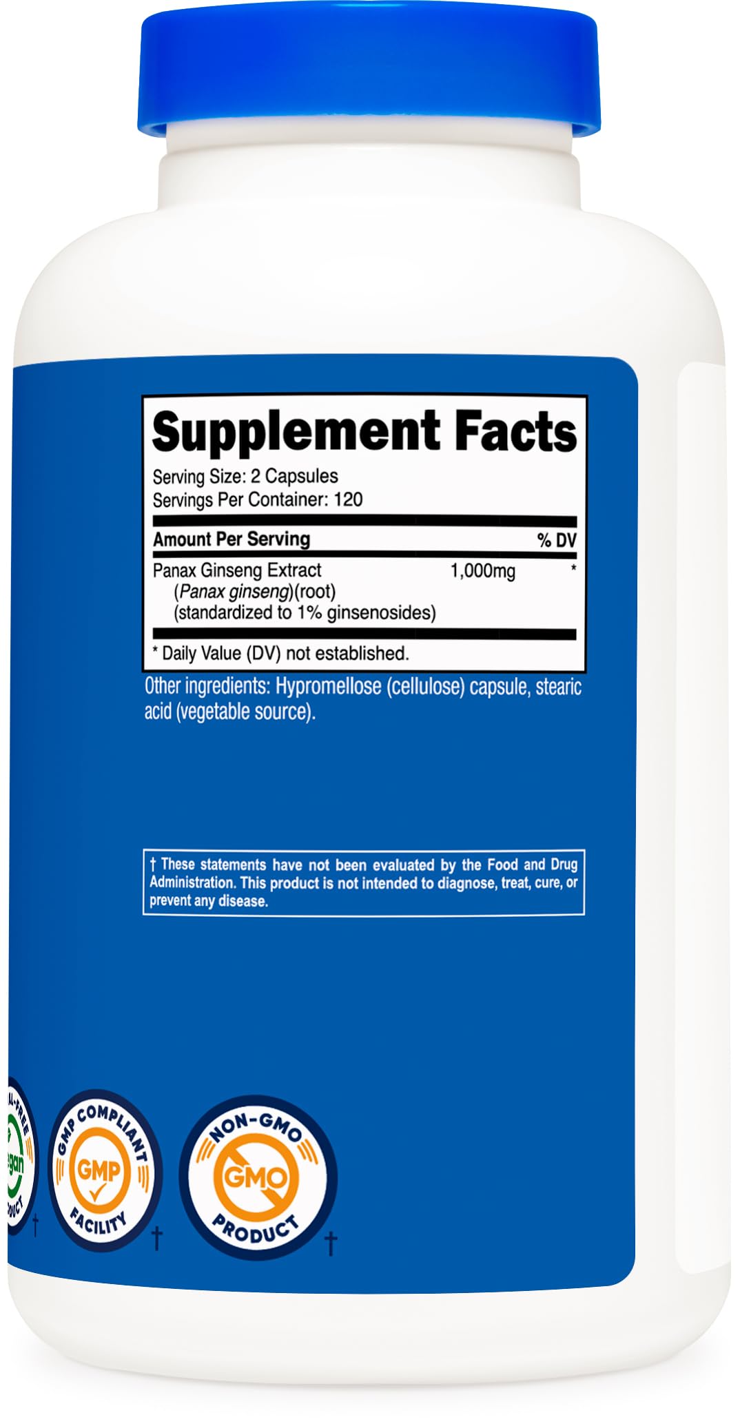 Pre-Order | Arrives in 5–10 Days – Nutricost Panax Ginseng 1000mg, 240 Capsules - Non GMO, Gluten Free, 120 Servings