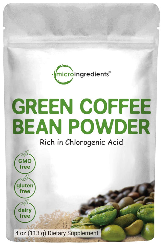 Pre-Order | Arrives in 5–10 Days – Pure Green Coffee Bean Extract, 4 Ounce, Filler Free with Natural Caffeine, Green Coffee Bean Fat Burn Supplement with 50% Chlorogenic Acid, Supports Metabolism and Weight Management, Vegan Friendly