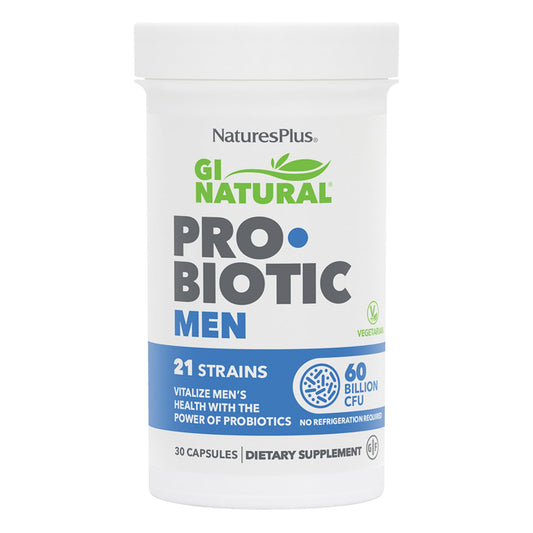Natures Plus GI Natural Probiotic Men - 30 Capsules - Digestive & Prostate Health, Immune Strength - Includes Saw Palmetto - Gluten Free - 30 Servings