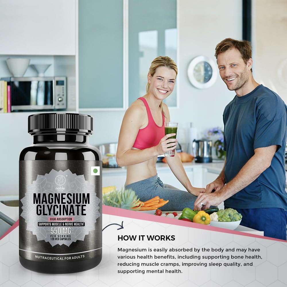 High Absorption Magnesium Glycinate 550mg - 120 Veg Capsules - 4 Months Supply