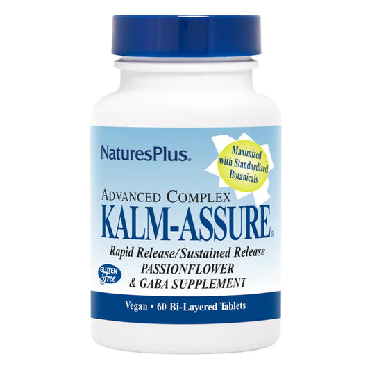 Natures Plus Kalm-Assure - 60 Bi-Layered Tablets - Supports Relaxation with Passionflower, GABA, Chamomile & Magnesium - Gluten Free & Vegan - 60 Servings