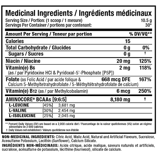 ALLMAX Nutrition Aminocore Bcaa - 8g Bcaas - 100% Pure Branch Chained Amino Acids - Gluten Free 315 gram Fruit Punch