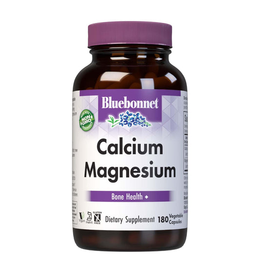 Pre-Order | Arrives in 5–10 Days – Bluebonnet Nutrition Calcium & Magnesium, Bone Health*, Soy-Free, Gluten-Free, Non-GMO, Vegan, Kosher Parve, 180 Vegetable Capsules, 60 Servings