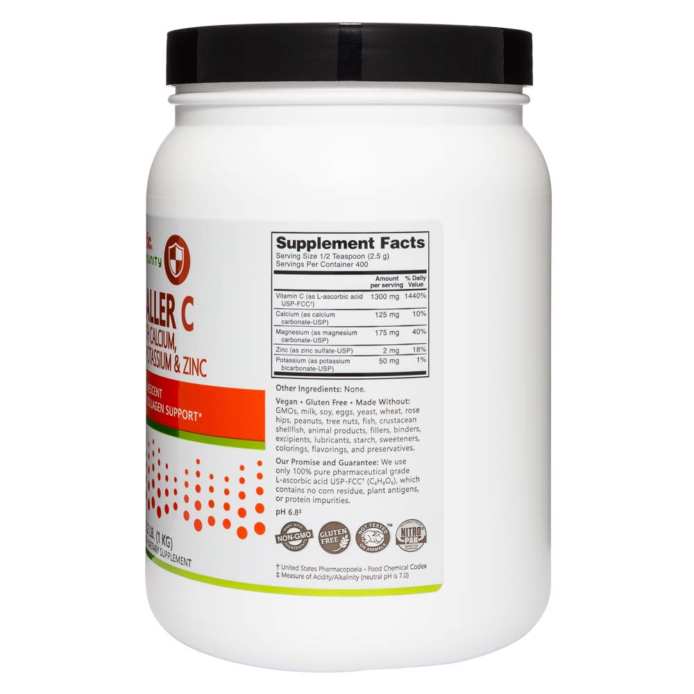 NutriBiotic - Hypo-Aller C Powder Vitamin C & Minerals, 2.2 Lb | 1300 Mg Vitamin C for Antioxidant & Collagen Support | Buffered with Calcium, Magnesium, Zinc & Potassium | Gluten & GMO Free