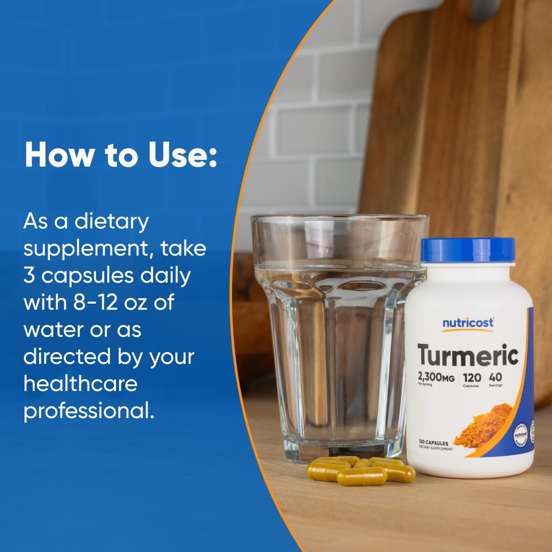 Pre-Order | Arrives in 5–10 Days – Nutricost Turmeric Curcumin with BioPerine and 95% Curcuminoids, 2300mg, 120 Capsules, Veggie Capsules, 767mg Per Cap, 40 Servings, Gluten Free, Non-GMO