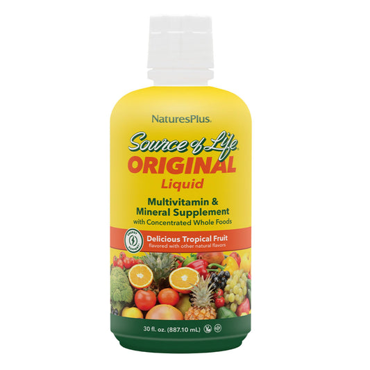 Natures Plus Source of Life Liquid, Tropical Fruit - 30 fl oz - Multivitamin & Mineral Supplement - Gluten Free, Vegetarian - 30 Servings