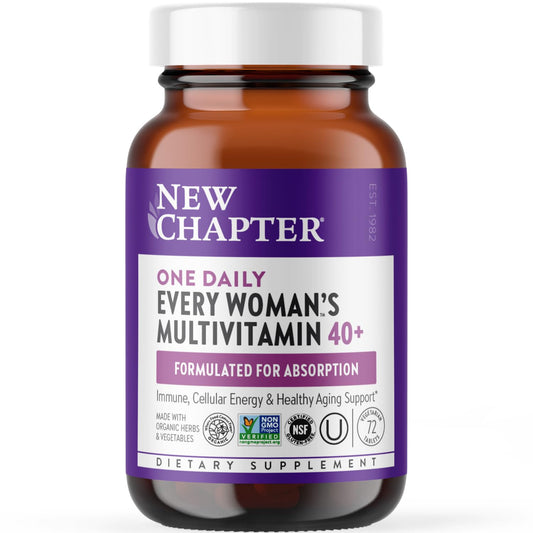 New Chapter Women's Multivitamin 40 plus for Energy, Healthy Aging + Immune Support with 20+ Nutrients -- Every Woman's One Daily 40+, Gentle on the Stomach, 72 Count