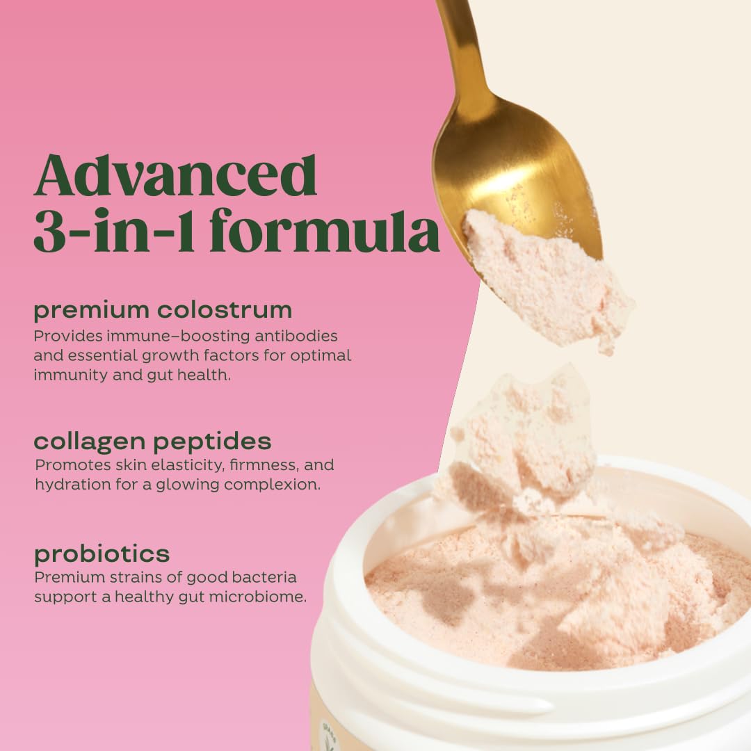 Pre-Order | Arrives in 5–10 Days – 
Bloom Nutrition Bovine Colostrum Powder for Gut Health, Immune Support, Hair Growth & Beauty Supplement, Gluten Free, Sugar Free | Strawberries & Cream, 25 Servings