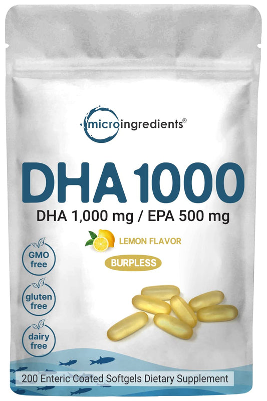 Pre-Order | Arrives in 5–10 Days – Omega 3 Fish Oil DHA Supplements 1000mg with EPA 500mg, 200 Softgels – Lemon Flavored, Burpless (Enteric Coated) | Deep Sea Fresh Fish, Wild Caught from Norwegian Waters | Mercury Free