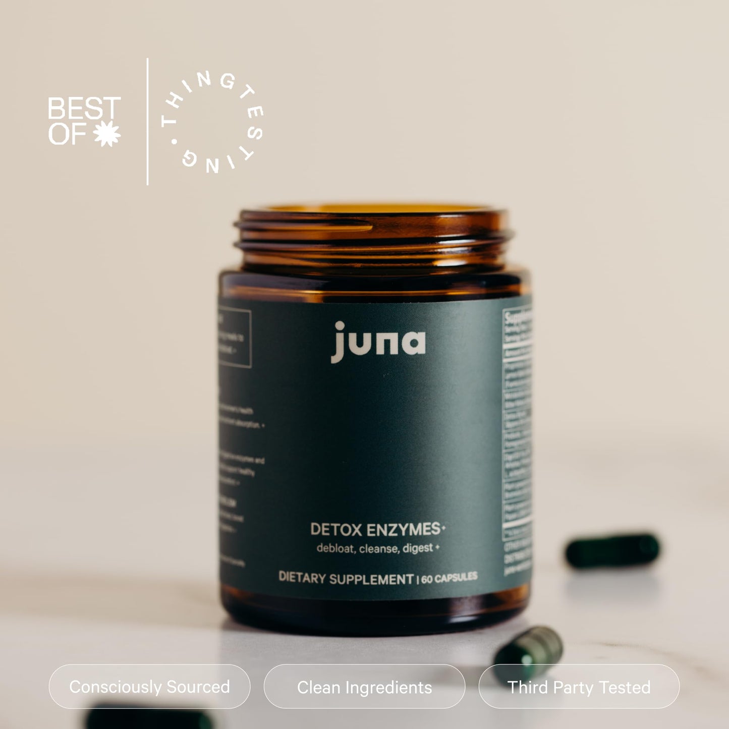 Juna Detox Digestive Enzymes & Probiotic - Fast-Acting Relief for Bloat, Gas, Indigestion & Discomfort - Promotes Healthy Digestion, Regularity & Gut Health