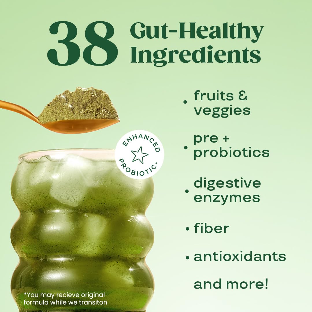 Pre-Order | Arrives in 5–10 Days – 
Bloom Nutrition Superfood Greens Powder, Digestive Enzymes with Probiotics and Prebiotics, Gut Health, Bloating Relief for Women, Chlorella, Green Juice Mix with Beet Root Powder, 30 SVG, Berry