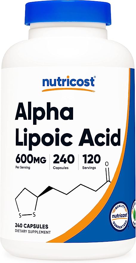 Nutricost Alpha Lipoic Acid 600mg Per Serving, 240 Capsules - Gluten Free, Vegetarian Capsules, Soy Free & Non-GMO