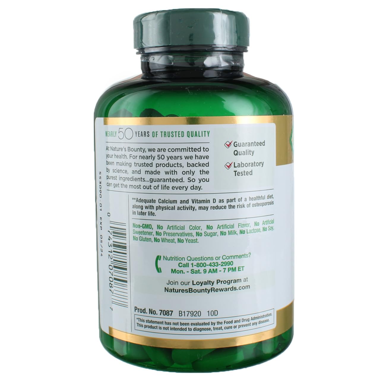 Nature's Bounty Calcium Plus 400 IU Vitamin D3, Immune Support & Bone Health, 300 Tablets