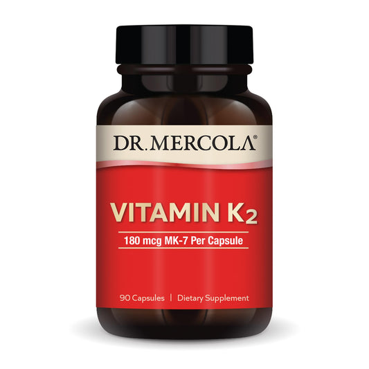 Pre-Order | Arrives in 5–10 Days – Dr. Mercola Vitamin K2-180 mcg Vitamin K2 as MK-7 - Supports Healthy Arterial Function & Heart Health - Non-GMO, Gluten-Free & Dairy-Free - 90 Capsules (90 Servings)